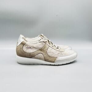 Mephisto Mobils Shoes Womens 8.5 Beige Gold Snake Print Walking Sneakers Comfort